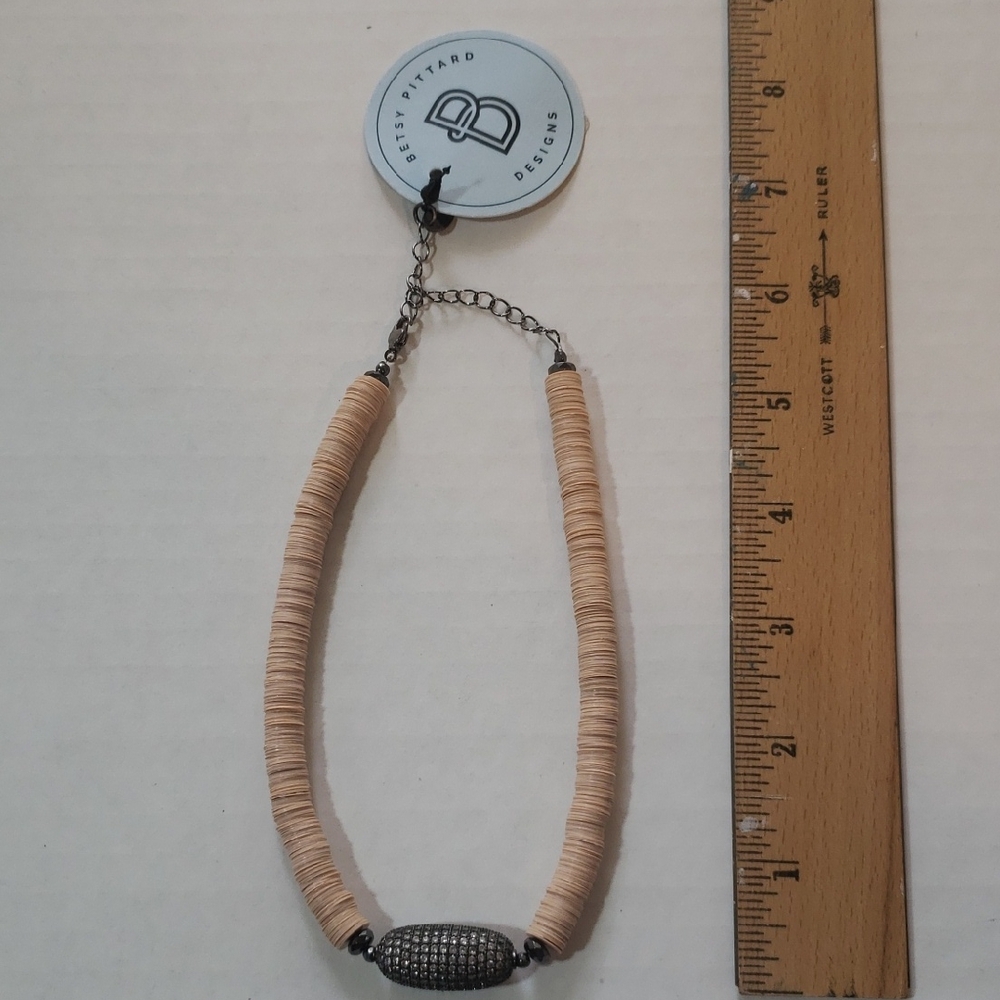 Betsy Pittard Designs BPD "Griffith" Choker Beige Bead Necklace with Pave Accent